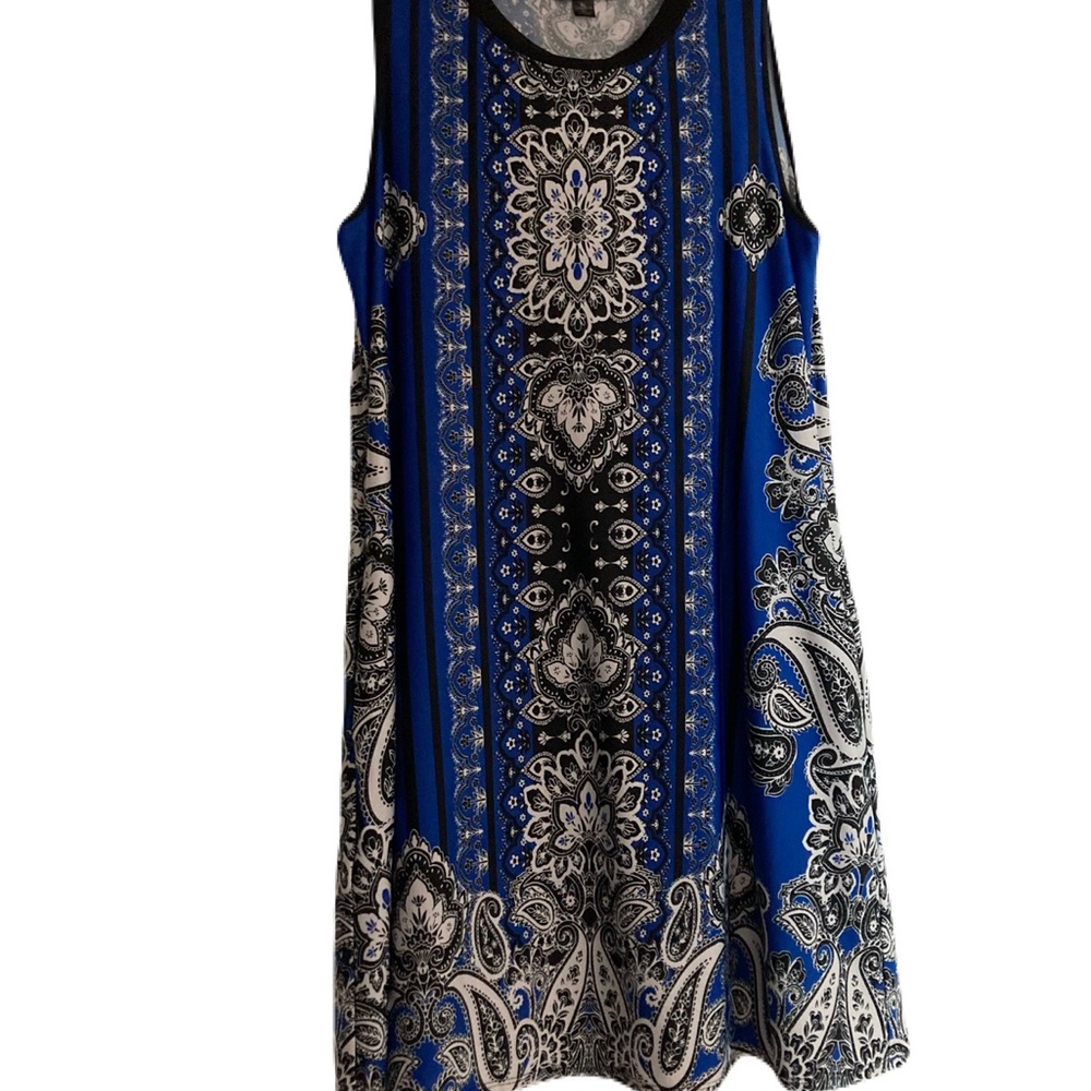 AB Studio Blue and Black Paisley Dress